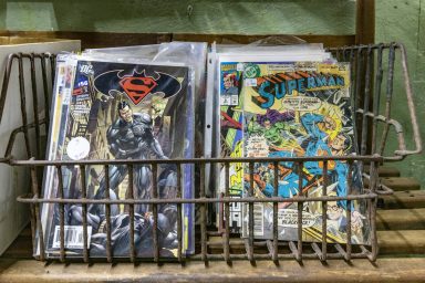 stack of vintage comic books