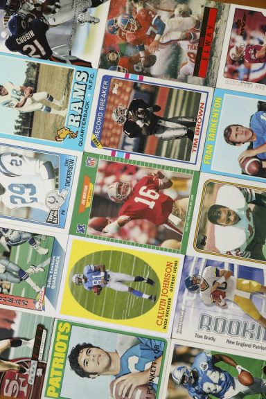 sheet of vintage sports playing cards